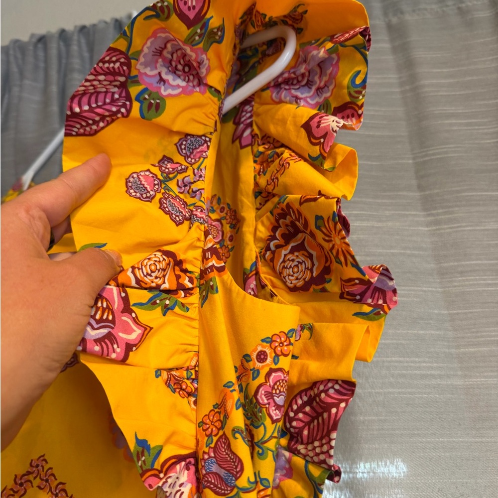 LA DoubleJ Yellow Floral Mini Dress with Pink & Green Accents - Picture 6 of 8